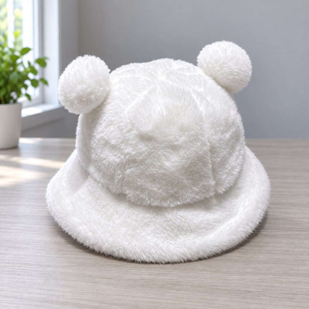 Prada White Plush Ear Bucket Hat - Picture 4 of 6